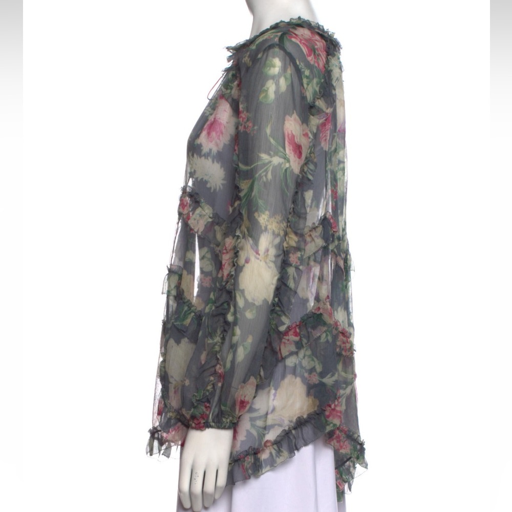 Silk Floral Zimmermann Print Blouse in Size 0 [Extra Small] - Picture 2 of 6